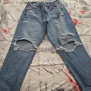 American Eagle Outfitters Blue Distressed Boyfriend Jeans